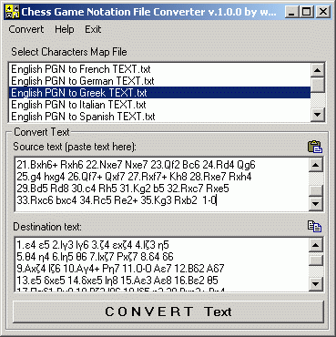 Chess Game Notation File Converter Screenshot